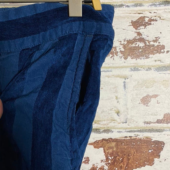 The Odells Pleat Front Pull On Ankle Pants in Teal Velvet Stripe w Pockets - Picture 8 of 9